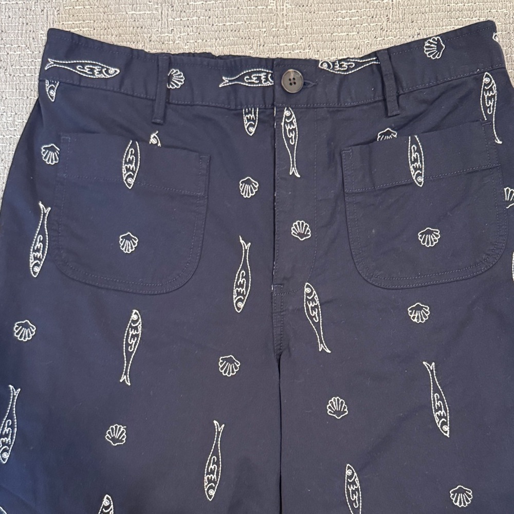 Free Assembly Navy Chino Pants with Fish and Seashell embroidery - Picture 5 of 12
